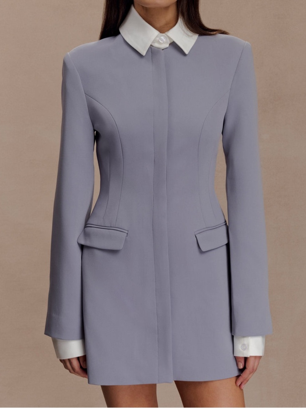 MESHKI Gretchen suiting mini dress gray size XL like new